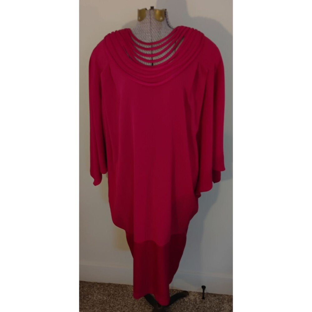 Vtg Daymor Couture Dress Statement Batwing Sleeve Dramatic Art Deco Cocktail 12
